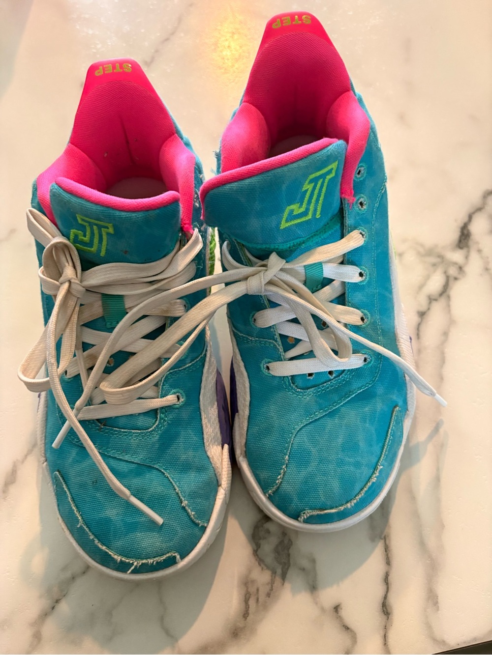 Jordan Kids Teal and Pink Sneakers